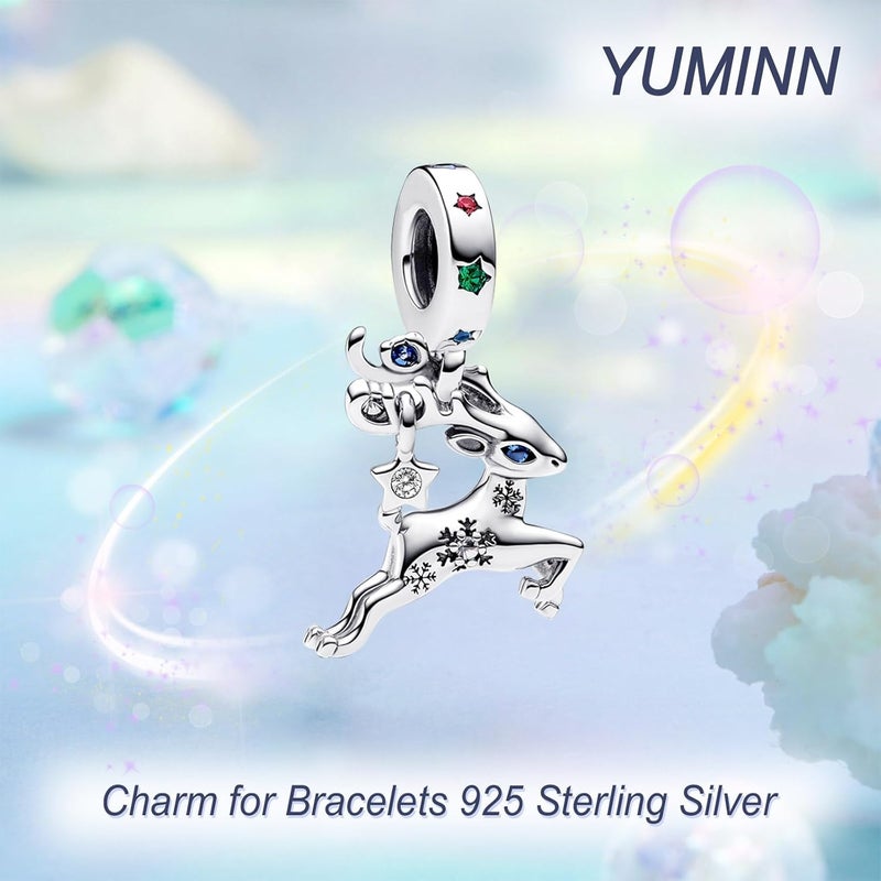 YUMINN 925 Sterling Silver Charms for Bracelets Gold Love and Heart Charms Cherry Blossom Dangle Beads Jewelry for Women - Image 2